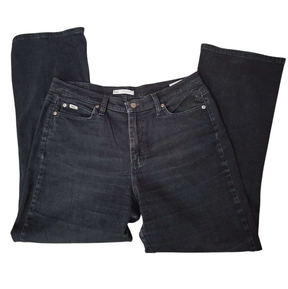 Lee Relaxed Bootcut Black at the waist High Rise Denim Mom Jeans Sz 12
